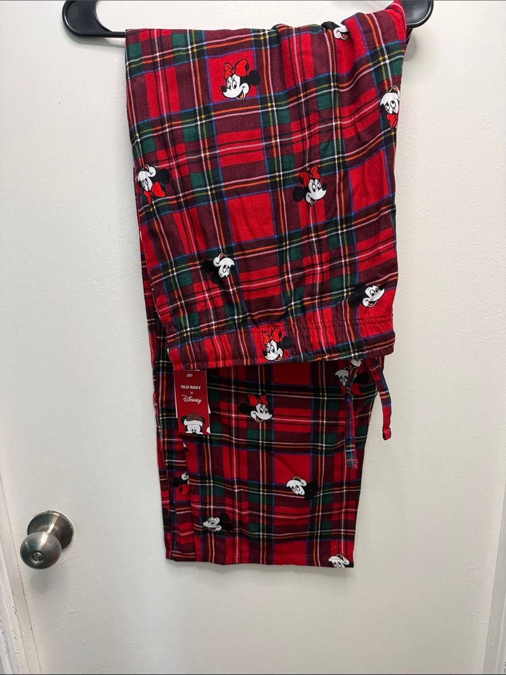 Old Navy Red Plaid Minnie & Micky Mouse Men’s Pajama Pants